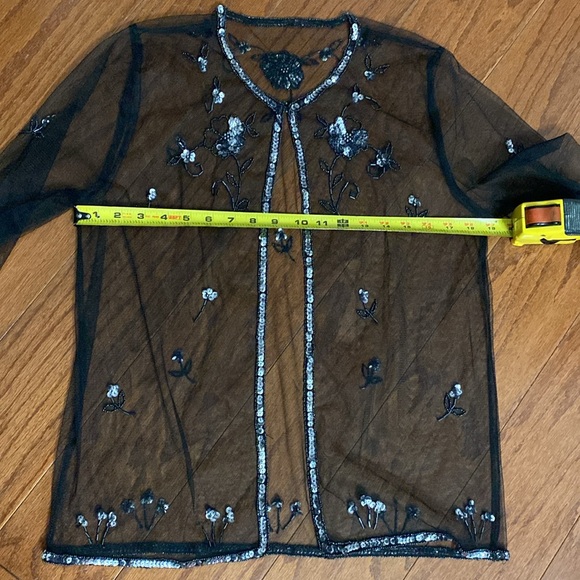 Vintage Mesh longsleeves blk jacket with sequence - size medium - Picture 8 of 10